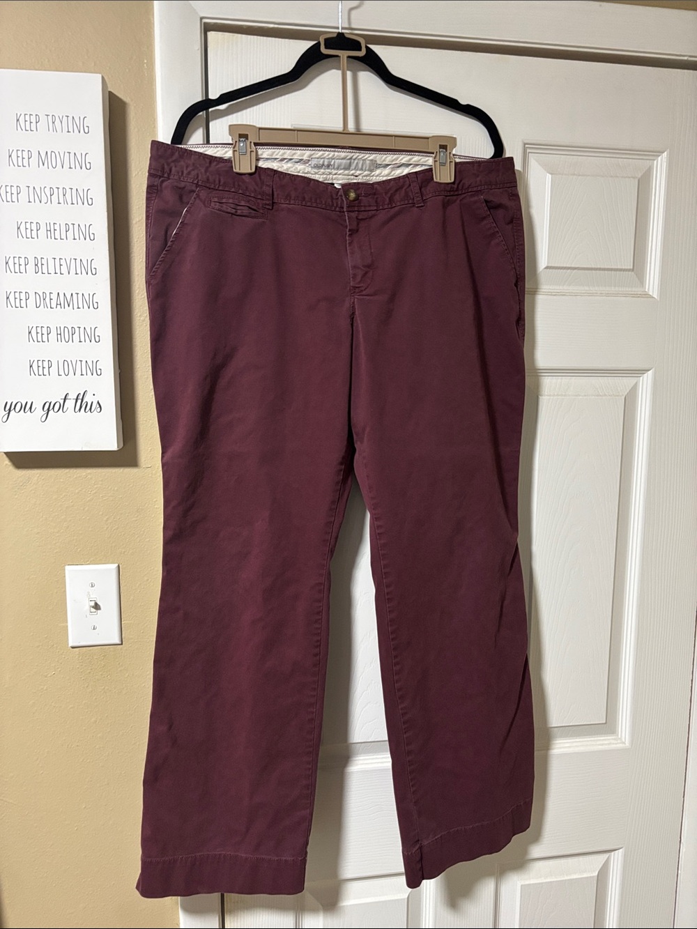 Old Navy Maroon Low-Rise Cotton Blend Pants